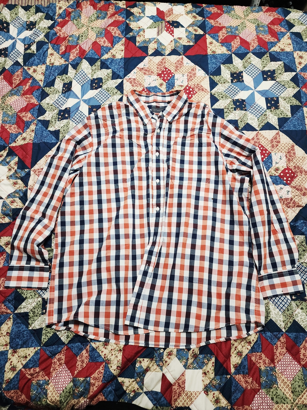 Covington Men's Plaid Button-Down Shirt - Red, Blue & White